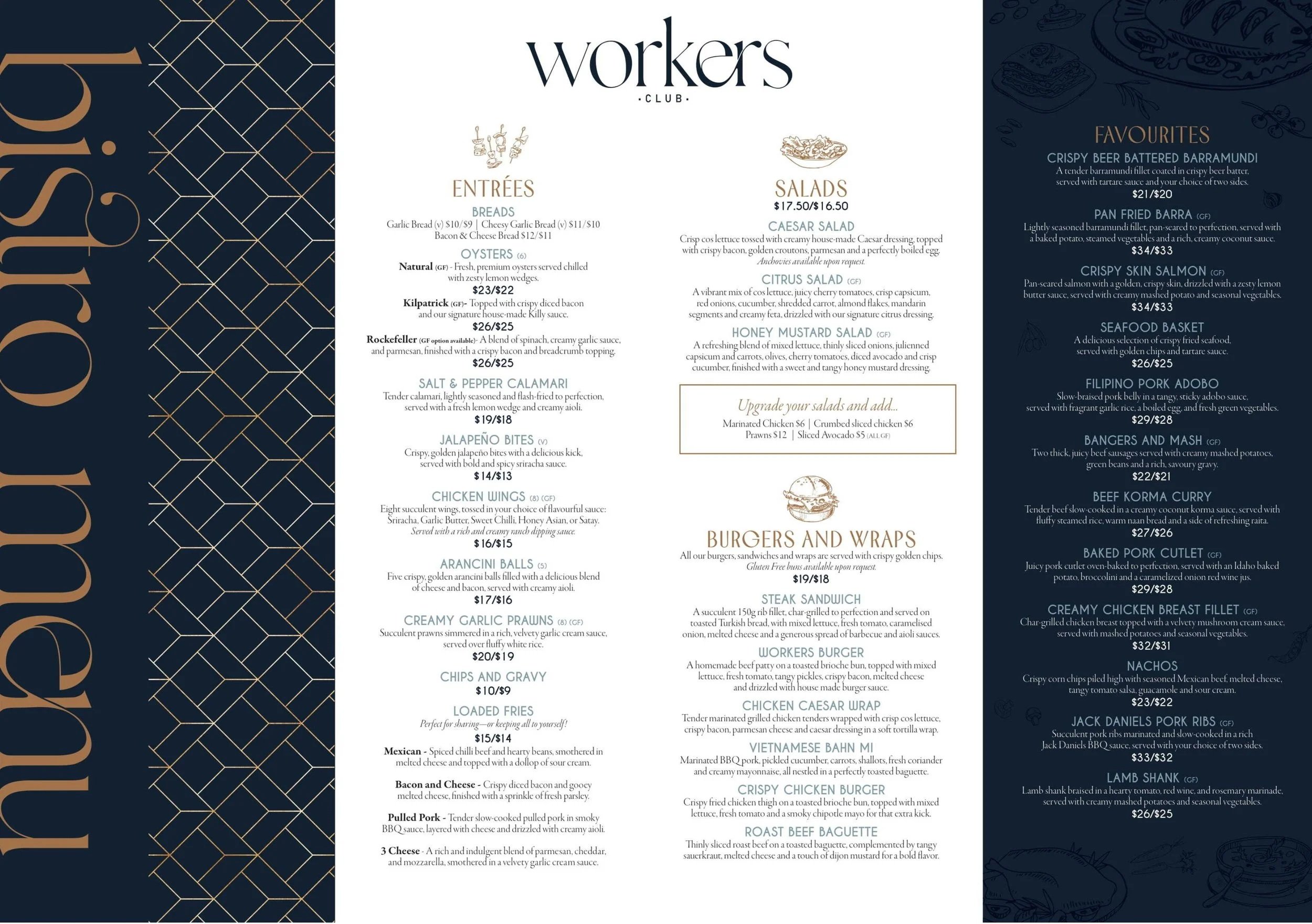 Moranbah Community Workers Club Menu 1