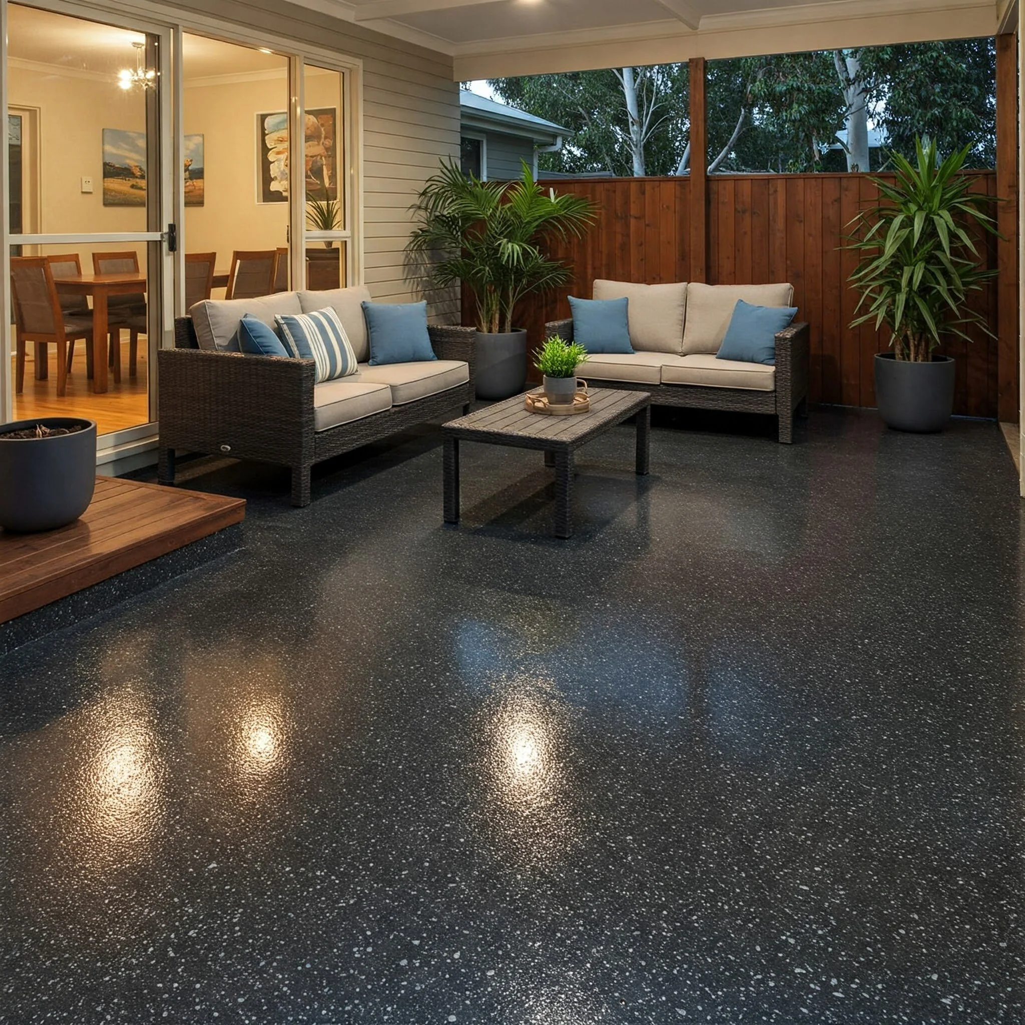 Modern decorative epoxy flooring solution