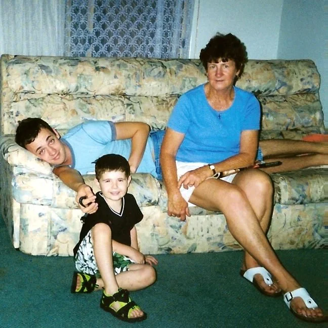 Christopher, Matthew, Mum - Matthews Birthday 17 Mar 2004.jpg