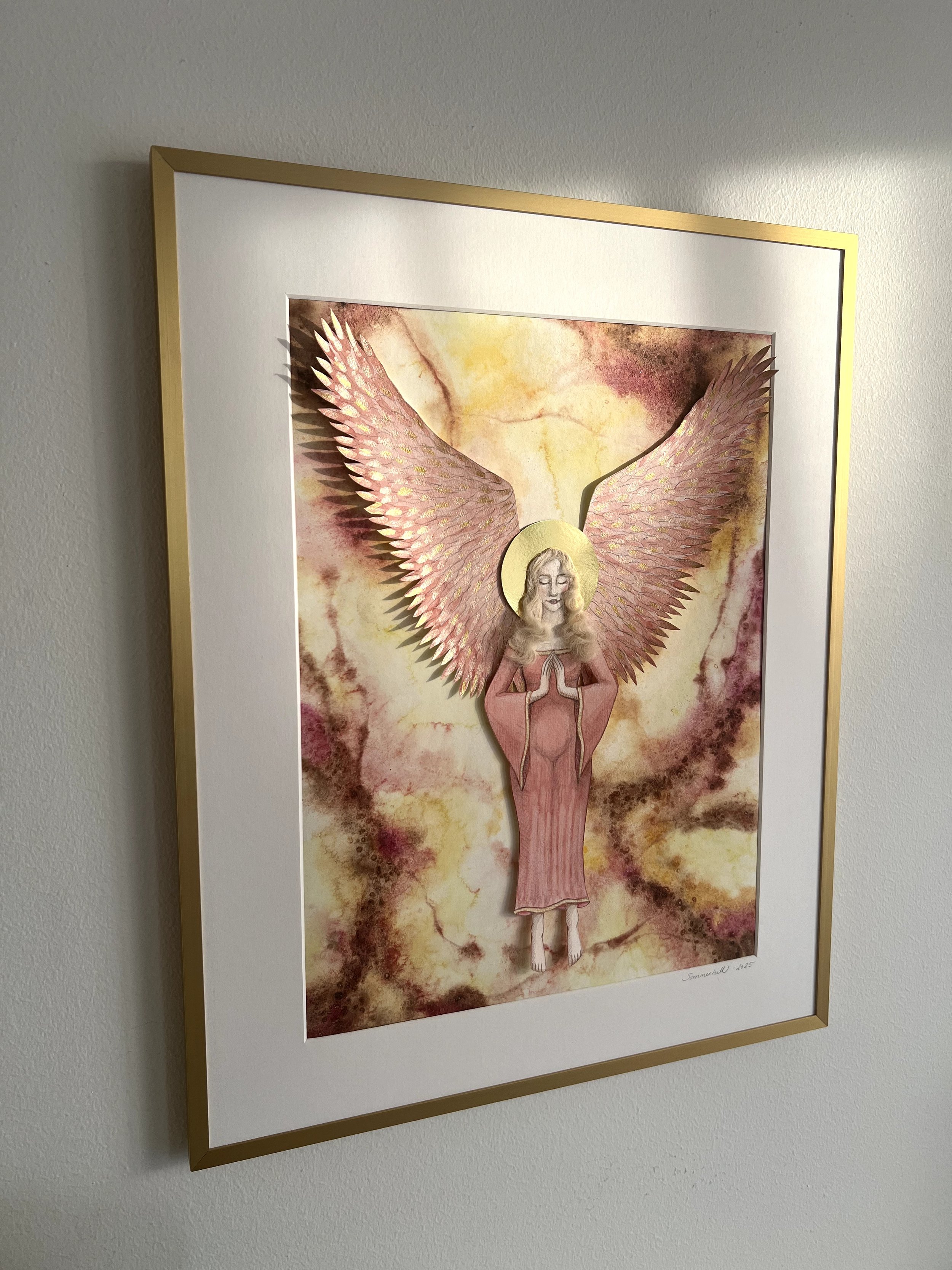 *SOLGT* / Gul-rosa, 40 x 50 cm. / 3.200 kr.