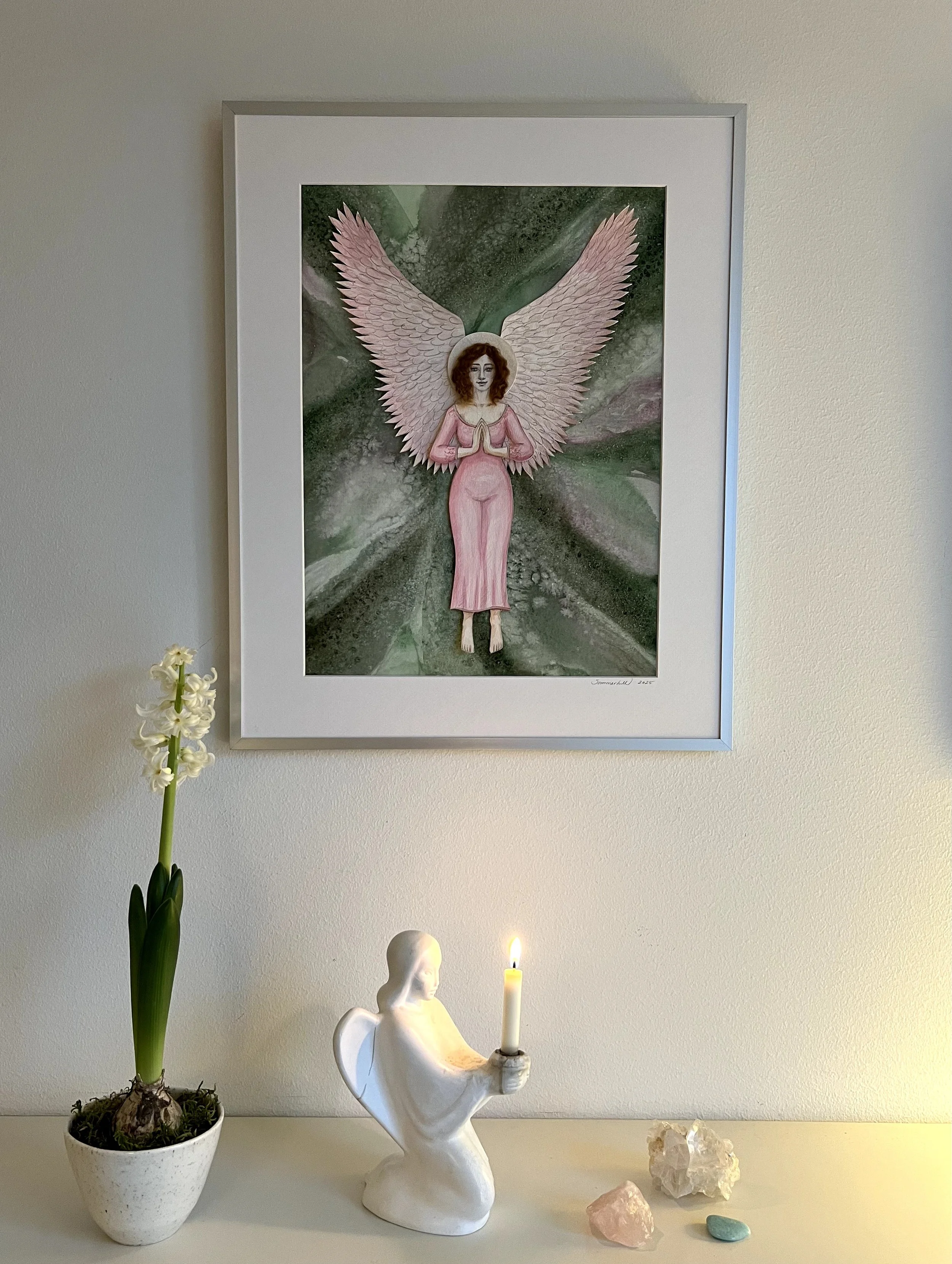 *SOLGT* / Rosa-grøn, 40 x 50 cm. / 3.200 kr.