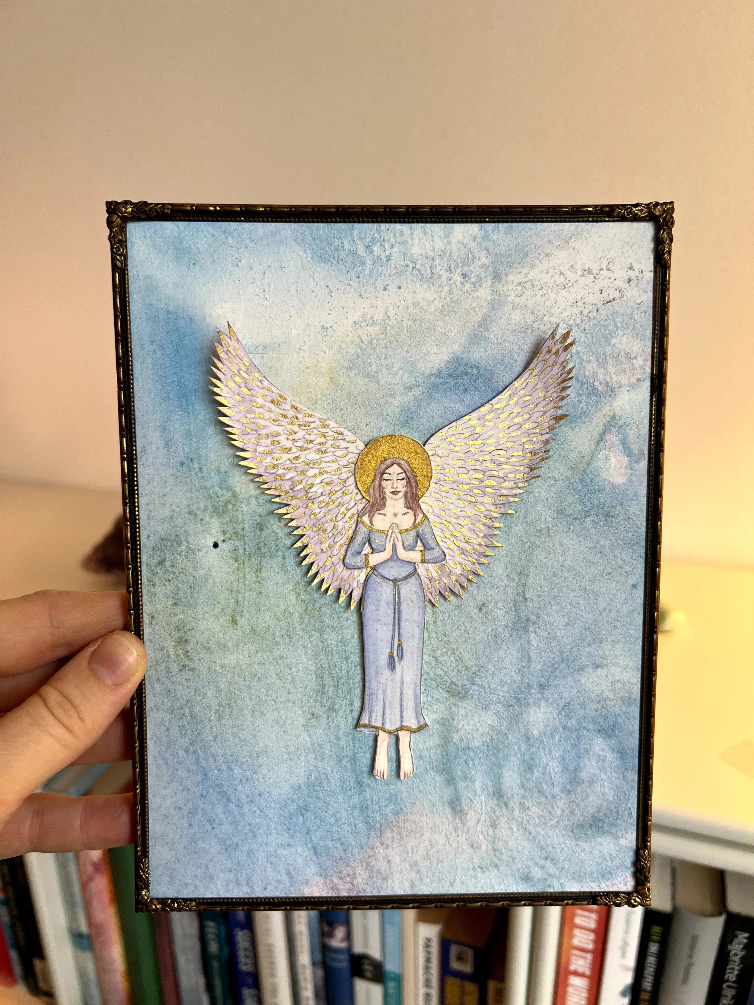 TIL SALG / Blå, 15,5 x 20 cm. / 950 kr.