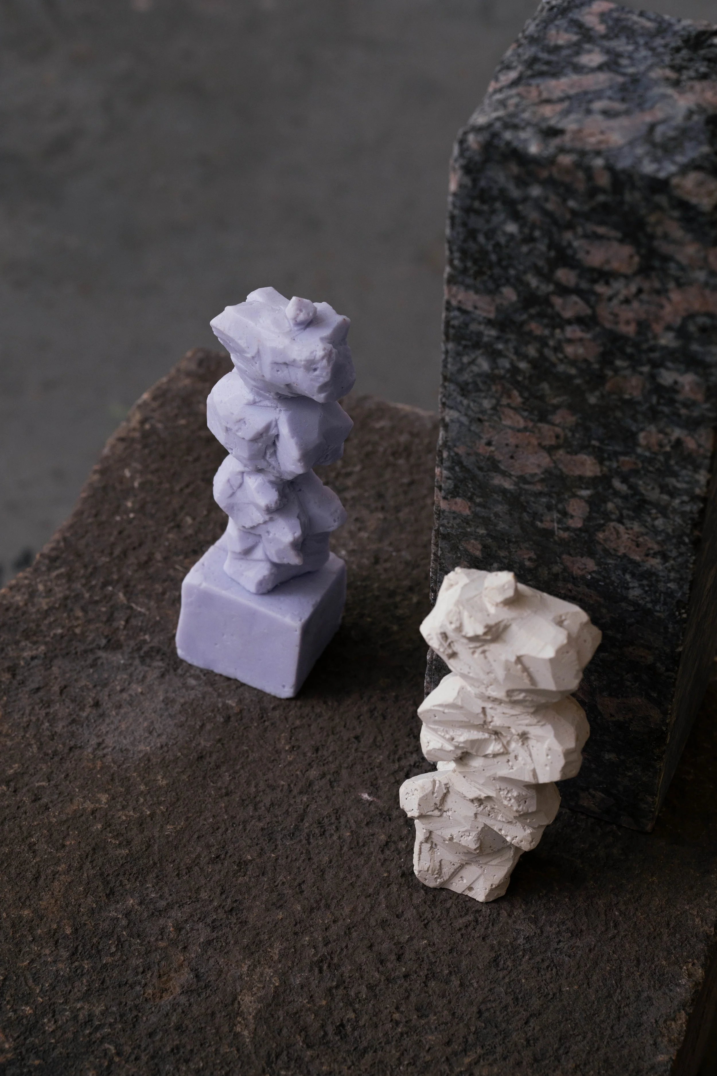 left: River, soap, edition of 6, 2026, right: River, plaster, original 1 of 1, 2026