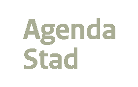 Tekst met de woorden 'Agenda Stad' in lichtgroene letters