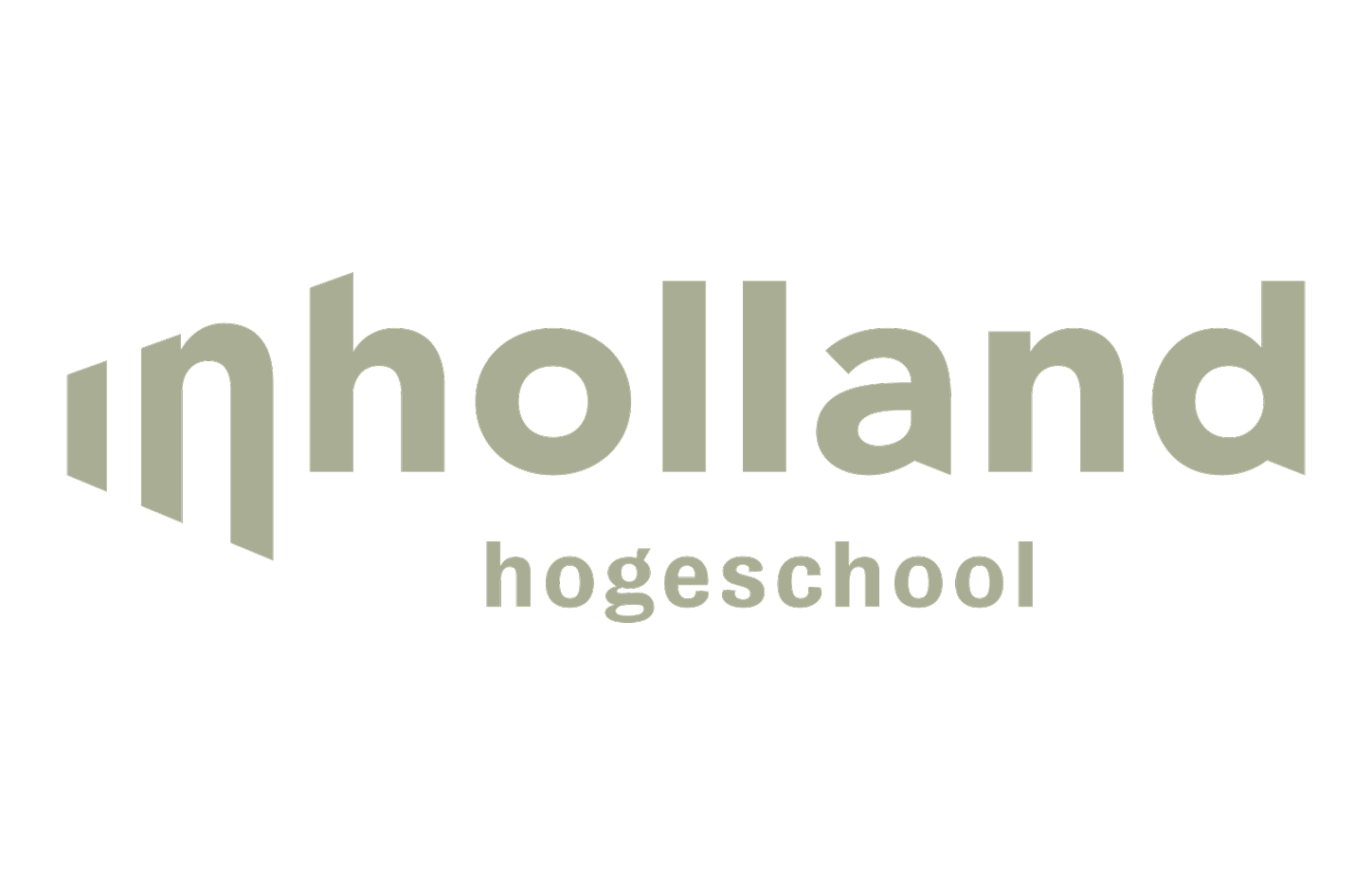 Logo met de tekst 'inholland hogeschool' in groene letters op een zwarte achtergrond.