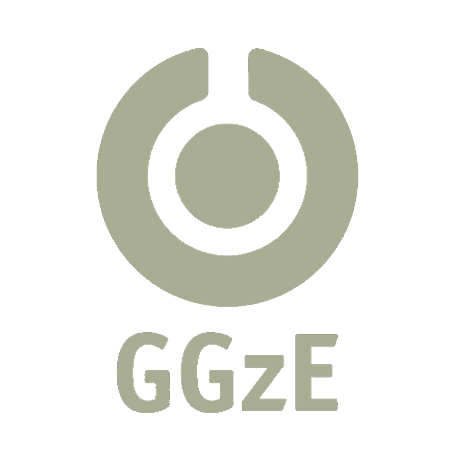 Een logo met een cirkel en een punt in het midden, en de tekst 'GGZE' eronder.