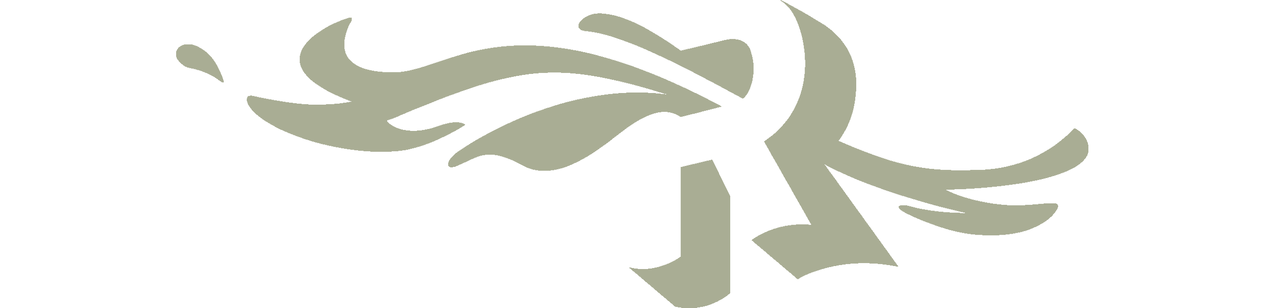 Een abstract logo met gestileerde bloem en bladeren in beige en zwart.