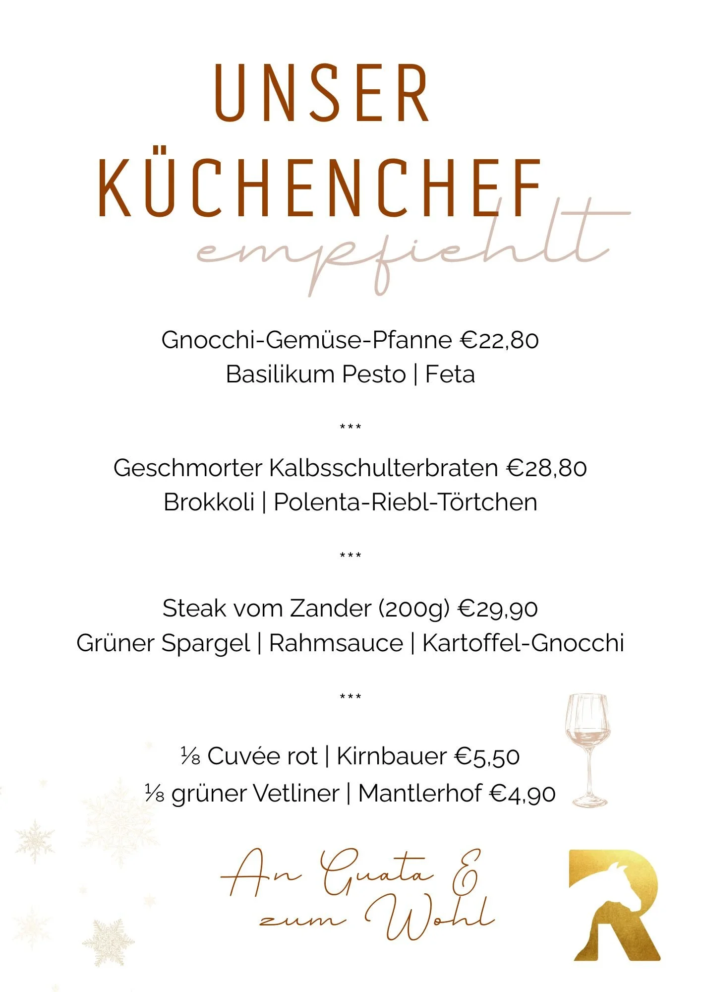 Unser Küchenchef empfiehlt… 