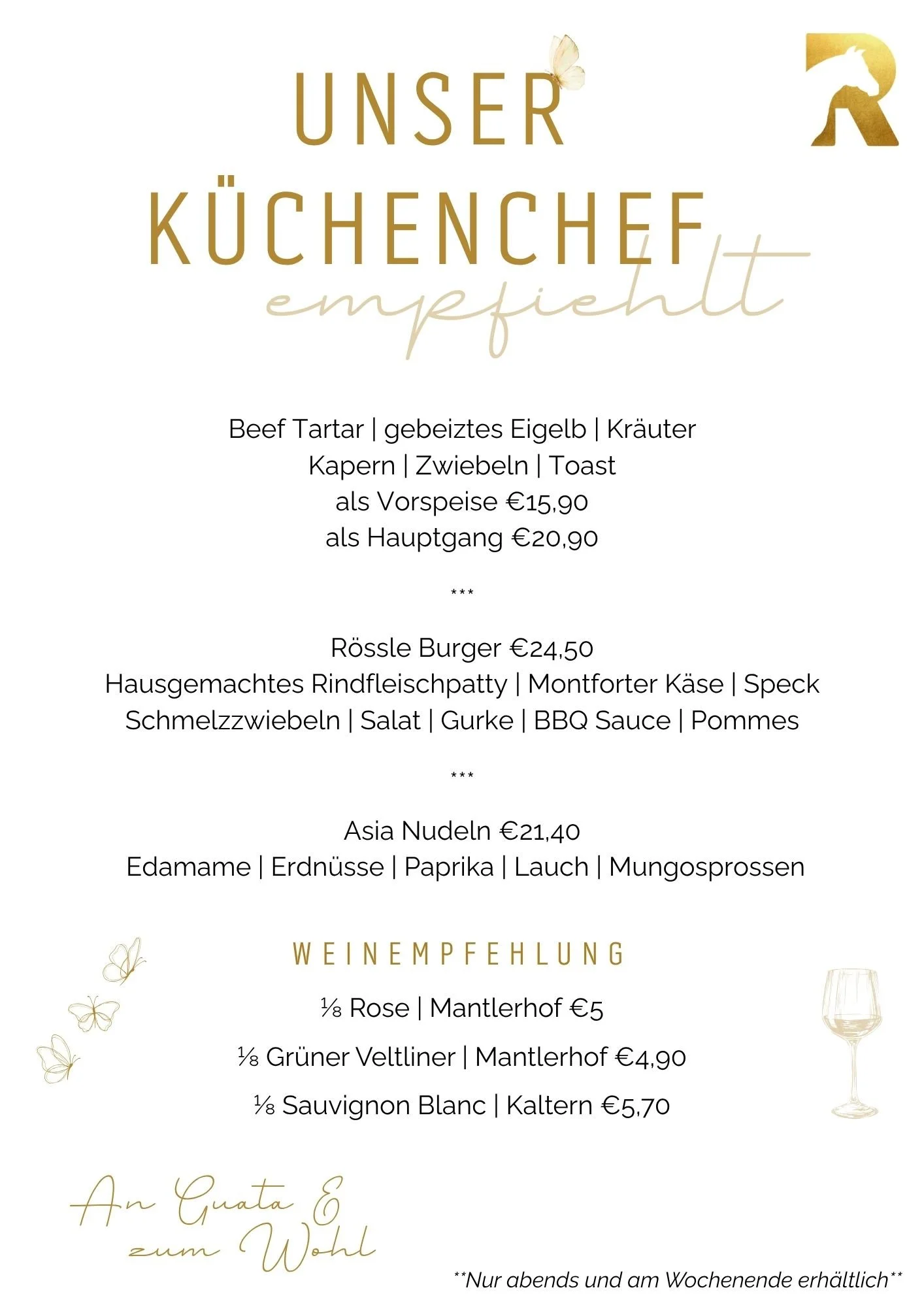 Unser Küchenchef empfiehlt…
