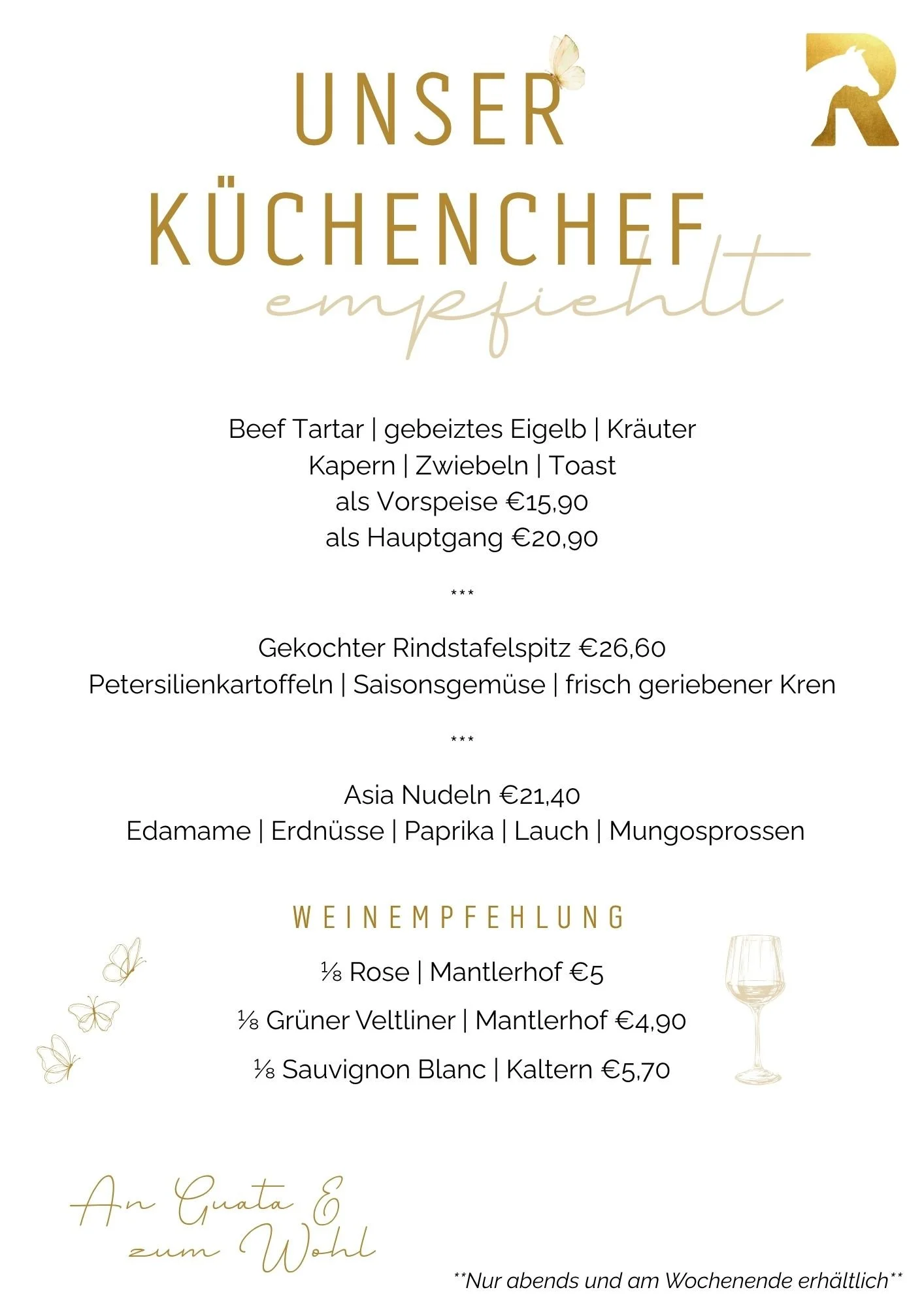 Unser Küchenchef empfiehlt…