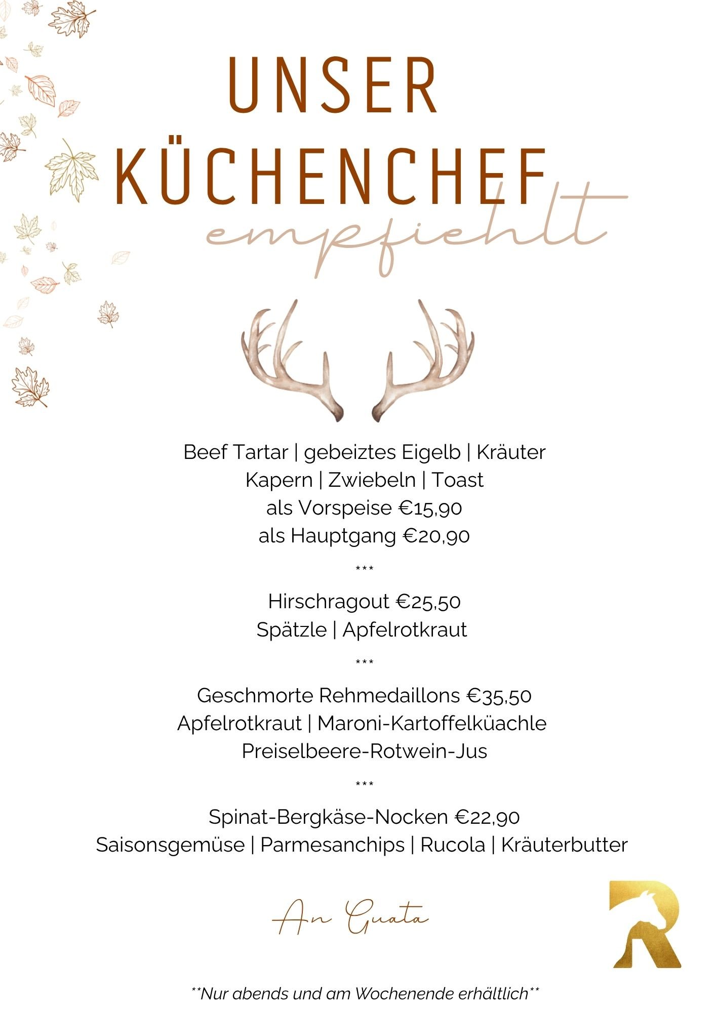 Unser Küchenchef empfiehlt…