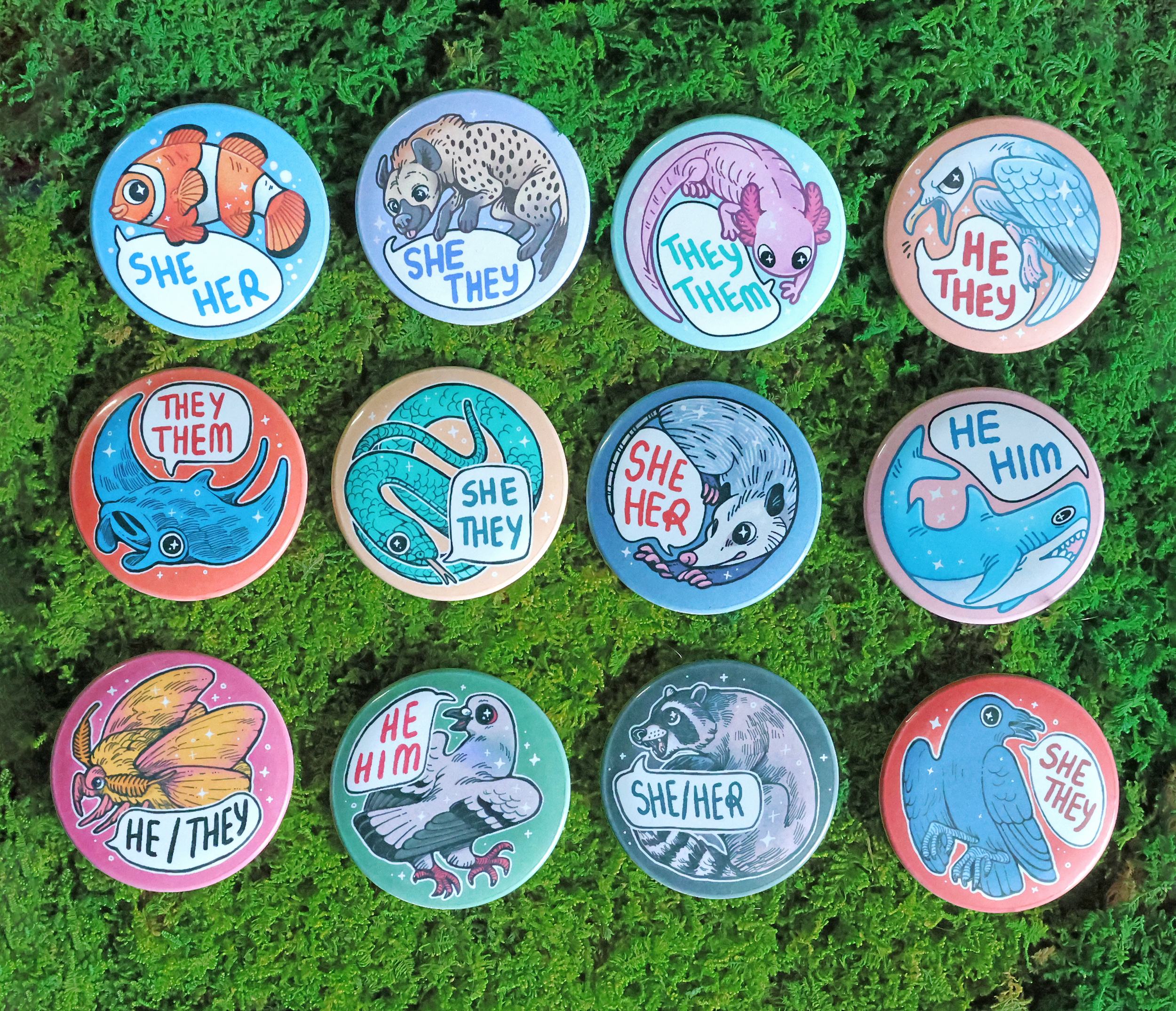 Wild Pronoun Button Badges