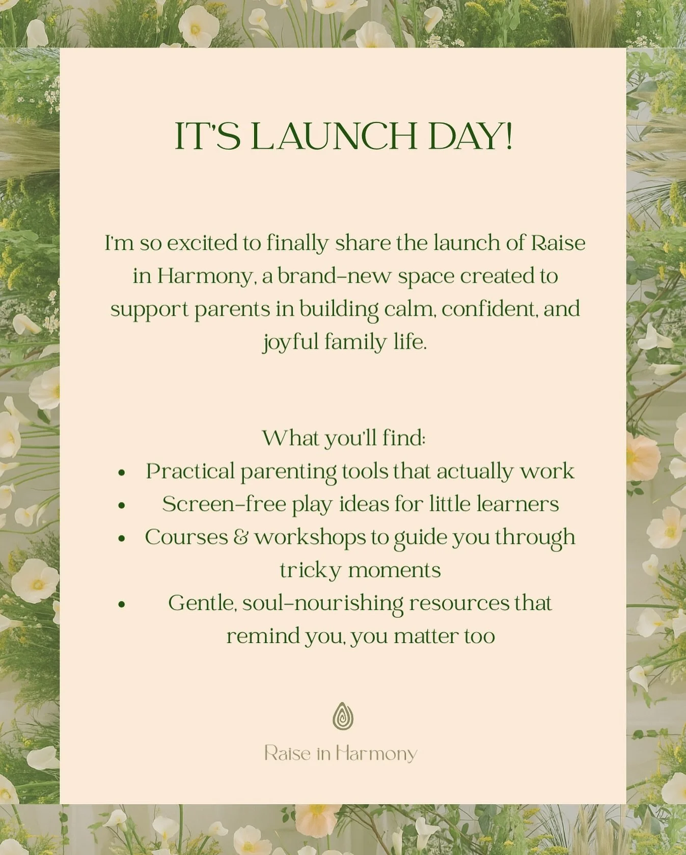 Your parenting journey just got lighter 💫

Parenting isn&rsquo;t about perfection, it&rsquo;s about connection, confidence, and harmony at home, and that&rsquo;s exactly what Raise in Harmony is here to help you with!

Come explore, download free re