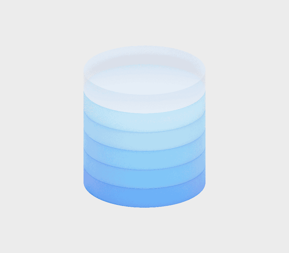 Stacked blue and white semicircular objects, representing Machine Control Data Prep services