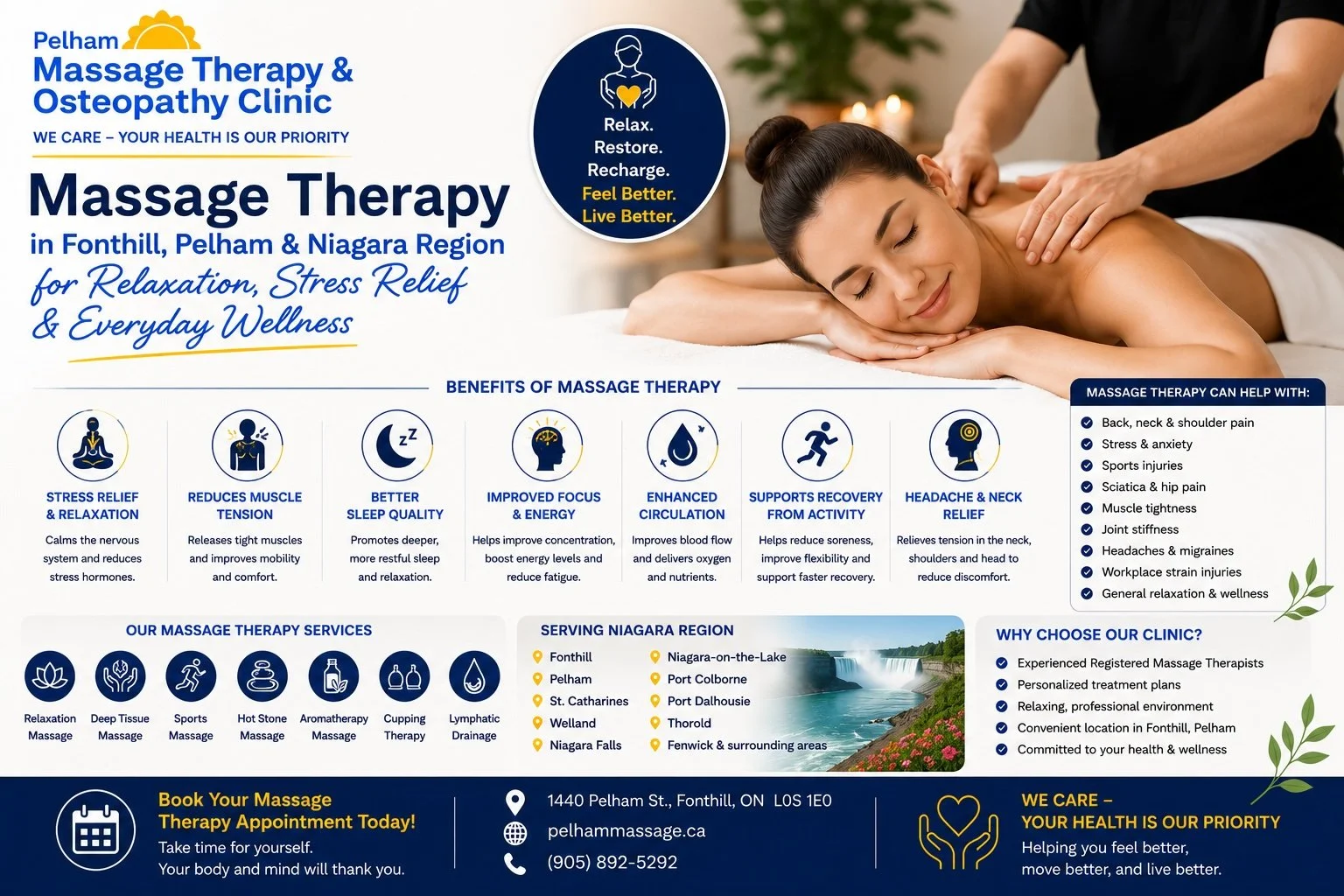 Massage Therapy in Fonthill, Pelham &amp; Niagara Region for Relaxation, Stress Relief &amp; Everyday Wellness