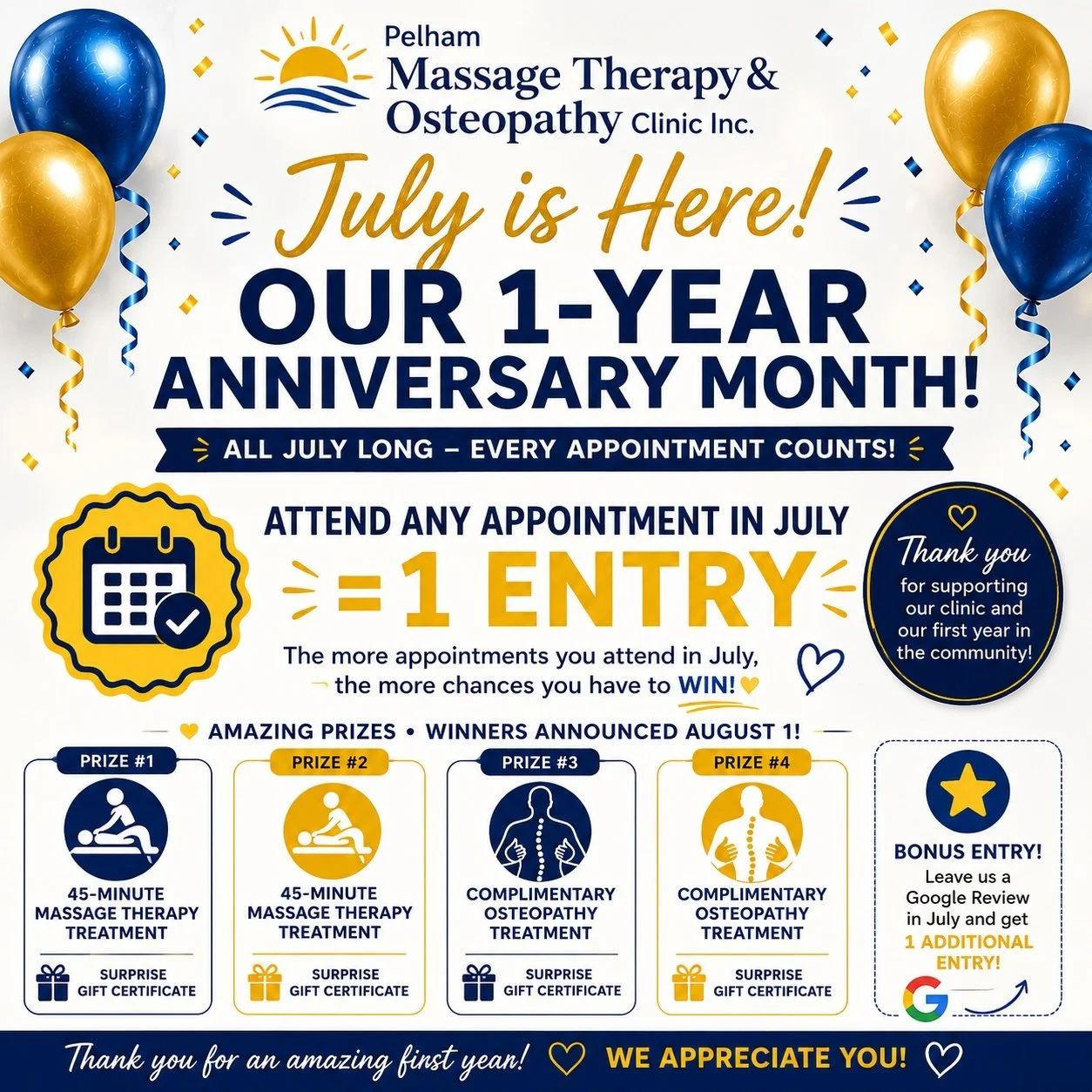 Celebrate Our 1-Year Anniversary with Us This July!