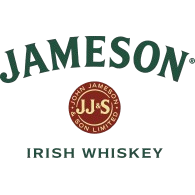 Jameson Irish Whiskey logo with green text and a brown emblem.