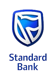 Standard Bank logo featuring a blue shield with a stylized white sail and the company name below.