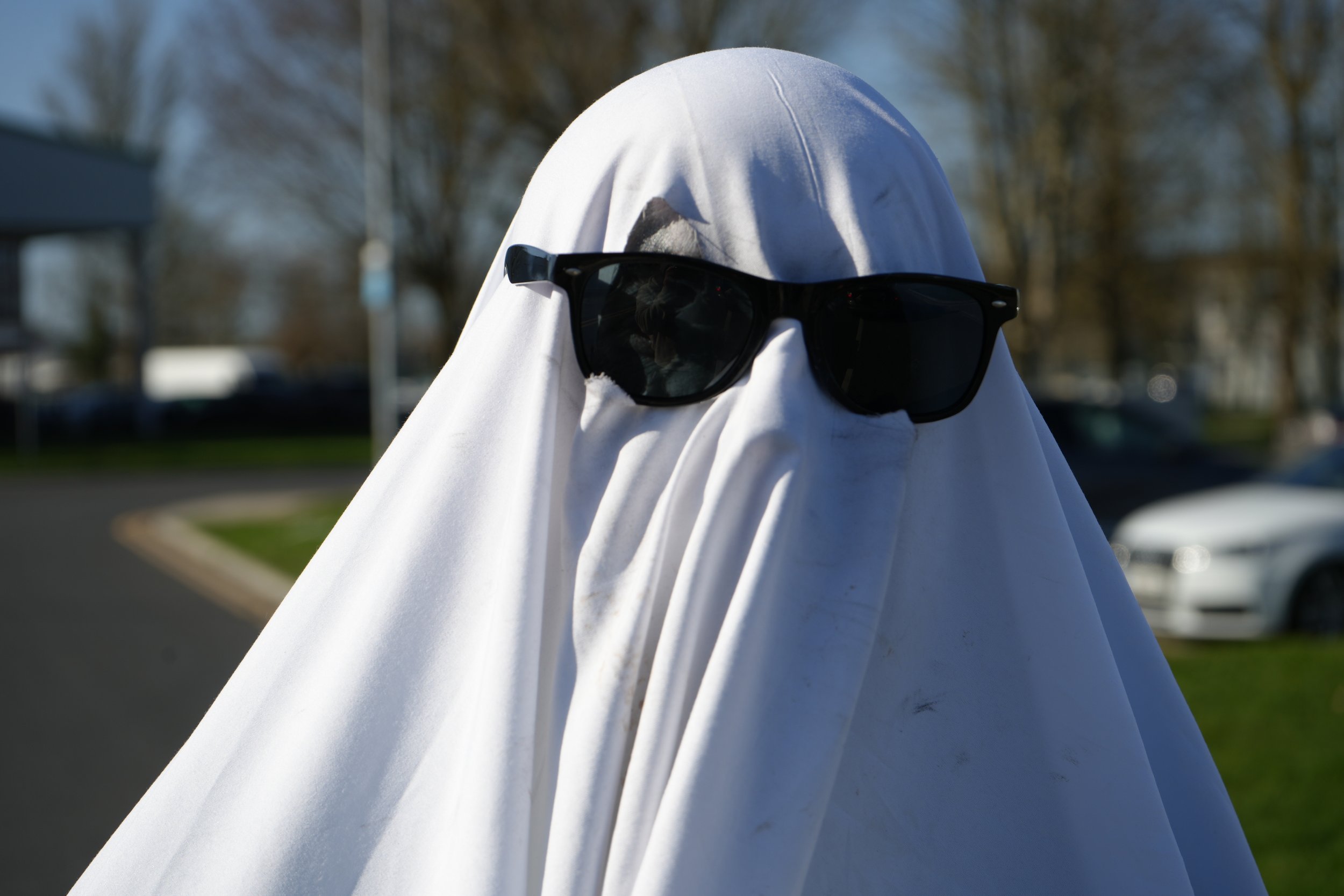 Foto fantasma con gli occhiali protagonista del video  musicale di Non si vede di Piergiorgio Corallo
