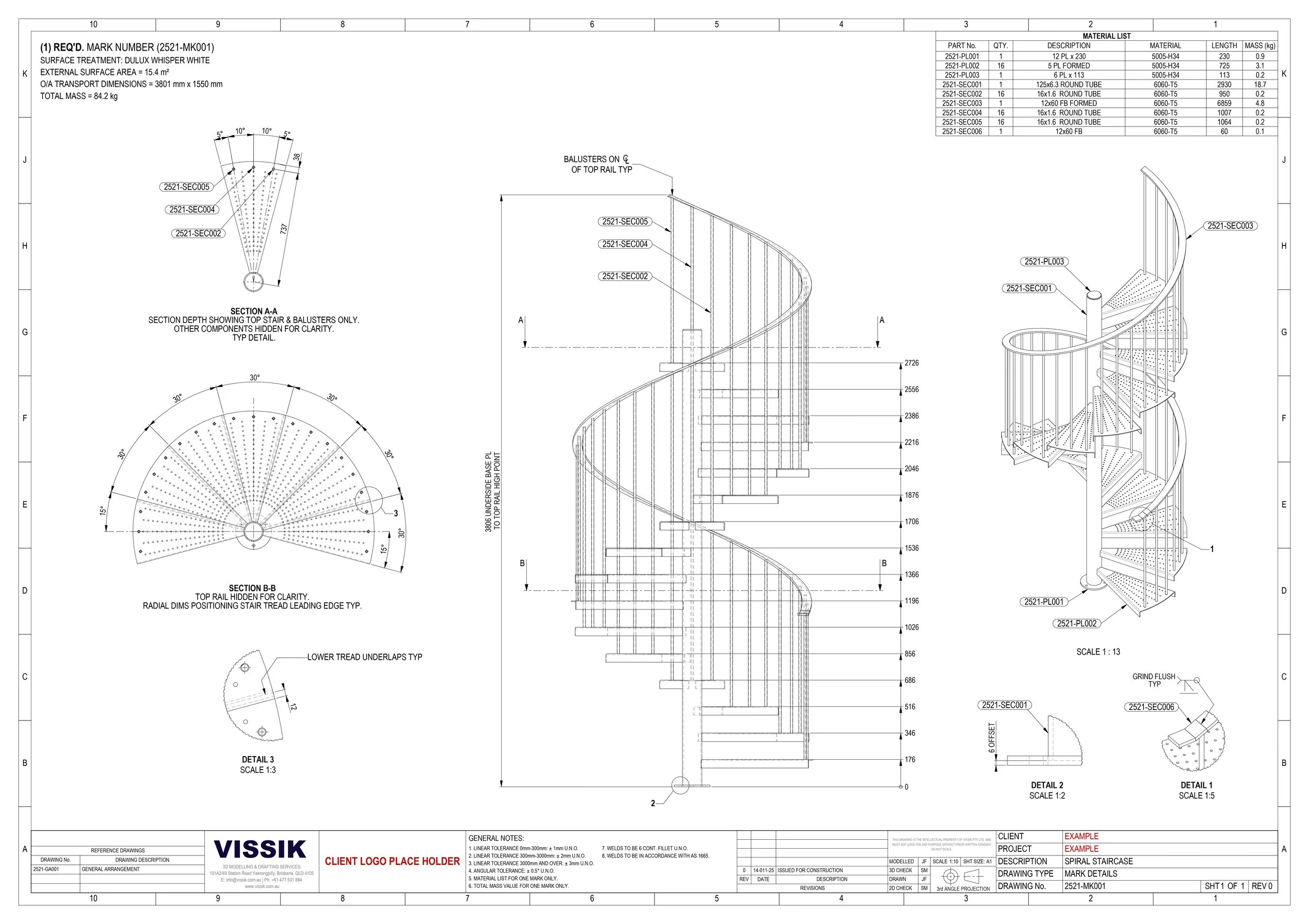 Spiral stair case shop detail drawing