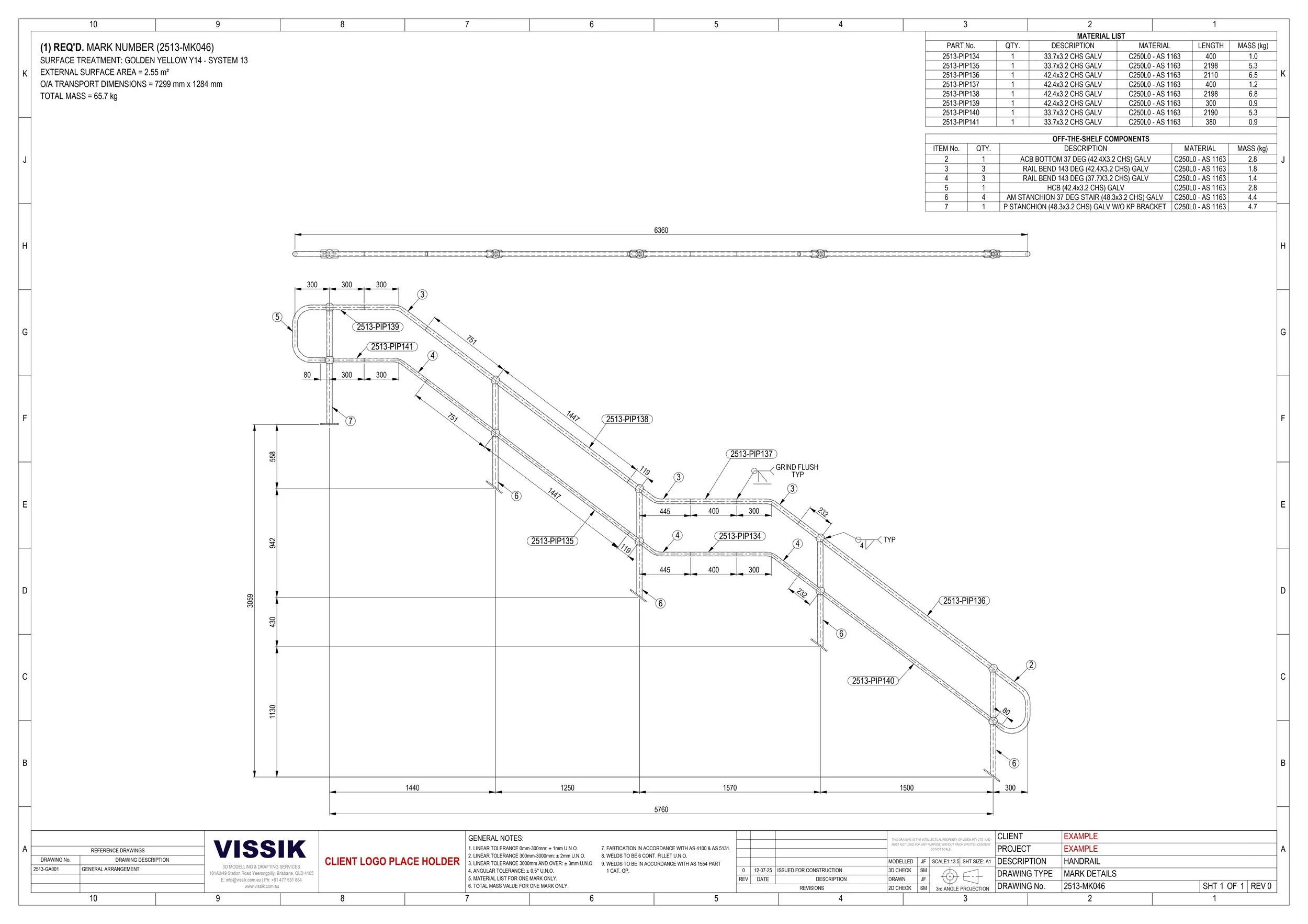 Galvanised CHS handrail panel