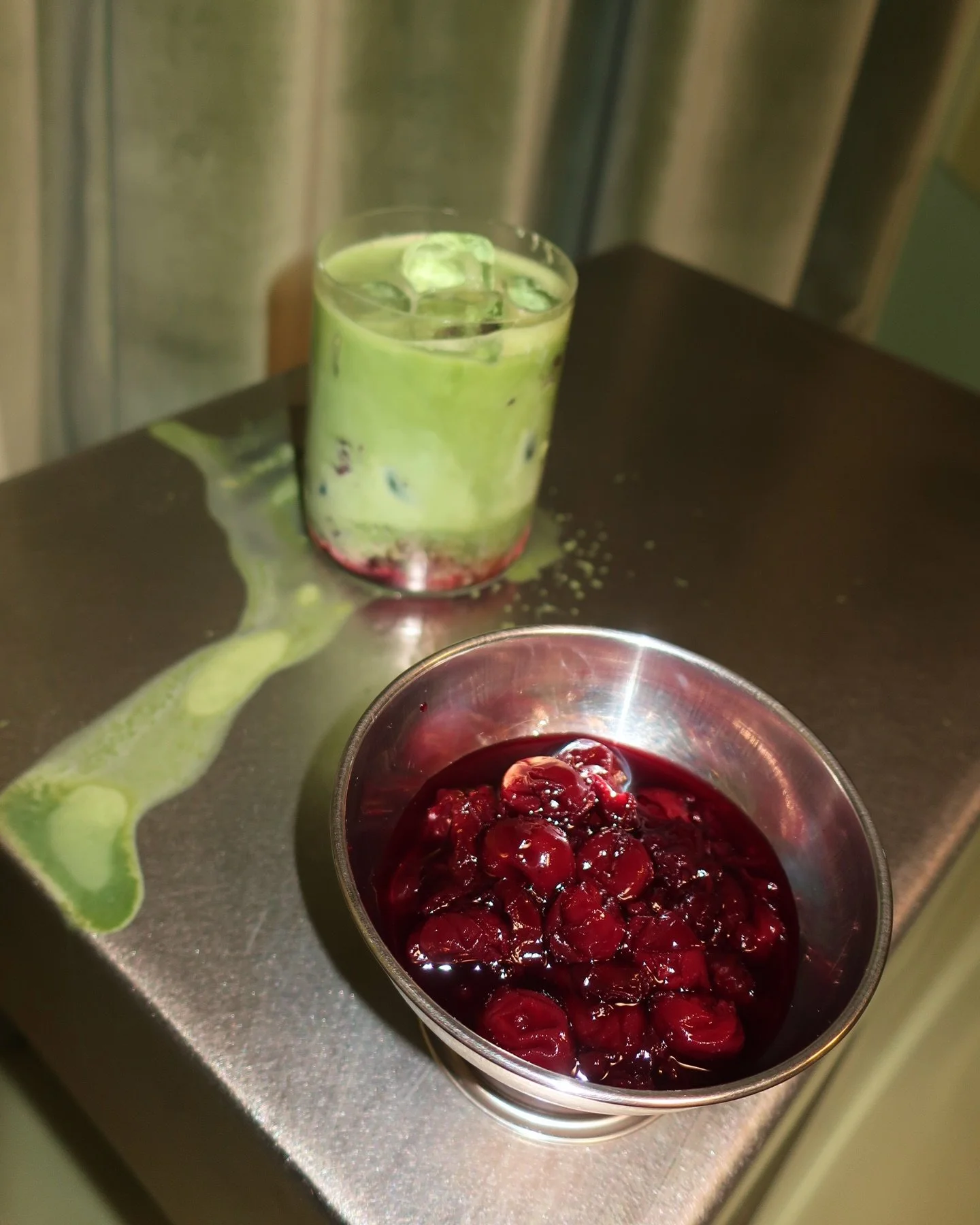 Real.

Cherry jam we make ourselves.
Ceremonial matcha from Japan.
Milk of your choice.

Balanced in its own way.
Exactly how it should be.