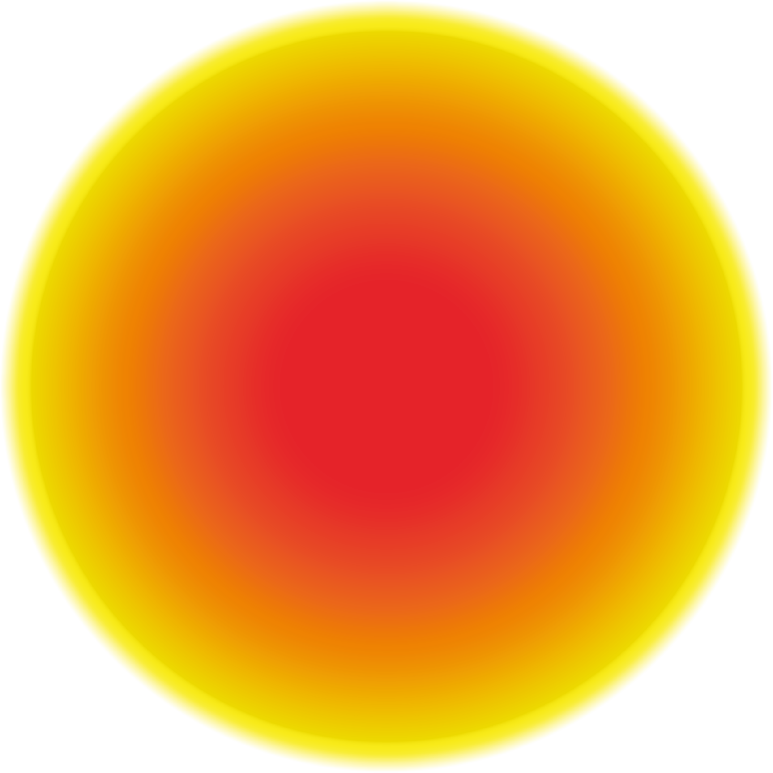 A yellow sphere with a gradient transitioning from yellow on the edges to red in the center.