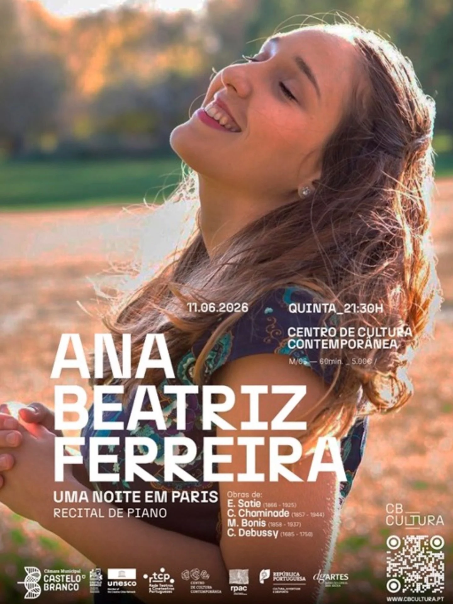 O pr&oacute;ximo recital &eacute; j&aacute; esta quinta-feira &agrave;s 21h30 no Centro de Cultura Contempor&acirc;nea em Castelo Branco! 🇵🇹 Vou apresentar com todo o prazer um programa intitulado &ldquo;Uma Noite em Paris&rdquo;, com obras de Erik