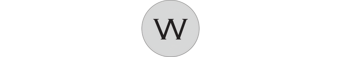 Letter 'W' inside a gray circle on a white background.