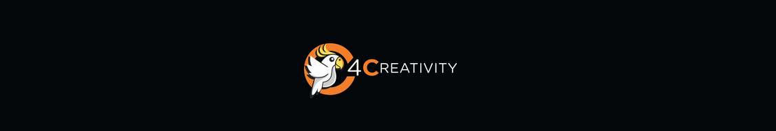 Logo with a stylized bird and the text '4 Creativity' on a black background.