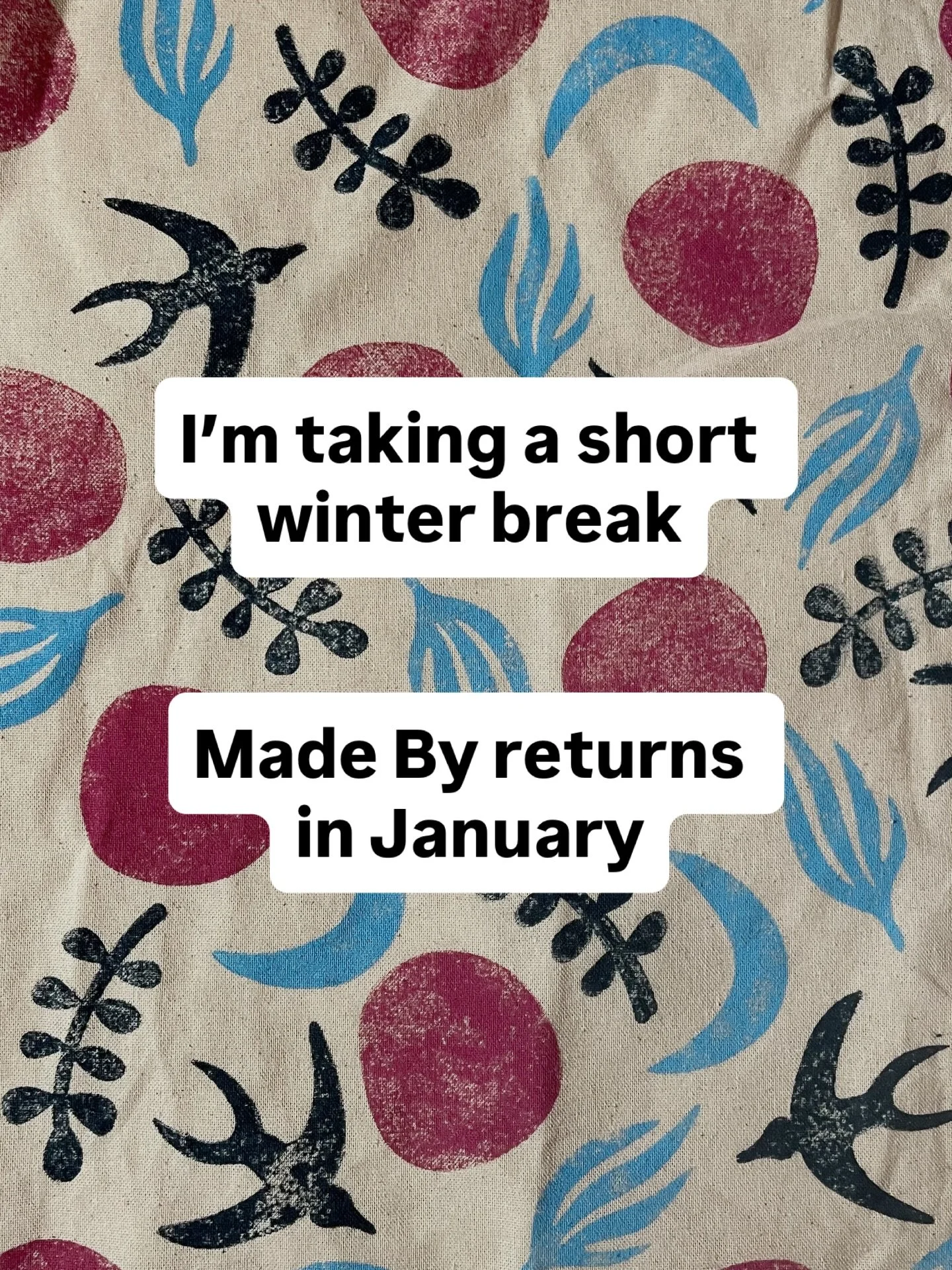 I&rsquo;m taking a couple of weeks off to slow down and spend time with my loved ones 🤍

The Etsy shop (and my stock on the Makery) will reopen on January 5h.
All orders placed before the shop closes will of course be processed as usual.

I&rsquo;ll