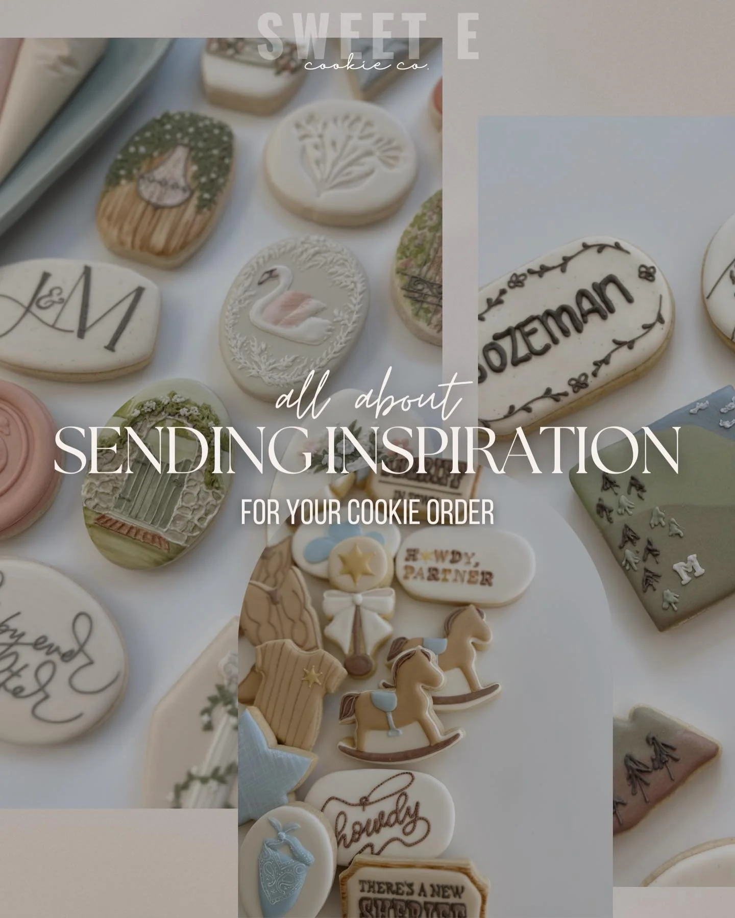 Any inspiration or reference photos you send along with your order request are welcomed and helpful to understand your vision and create a unique and tailored cookie set, just for your event. These may include your event invitation, mood boards, and 