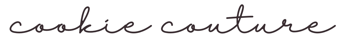 Stylized text that reads 'cookie couture' in elegant, cursive font.