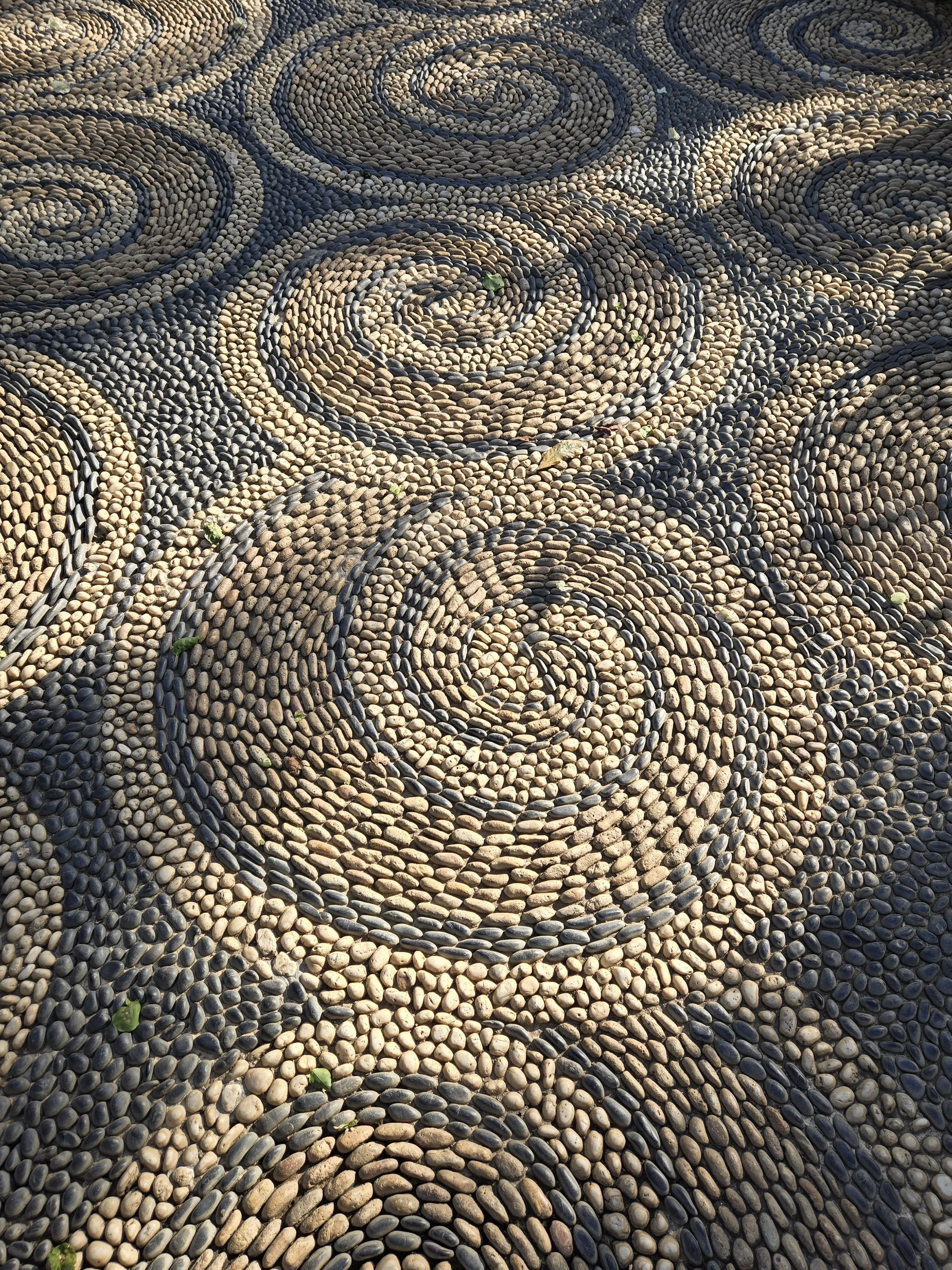 Amazing pebble mosaic floor at the Vallarta Botanical Gardens