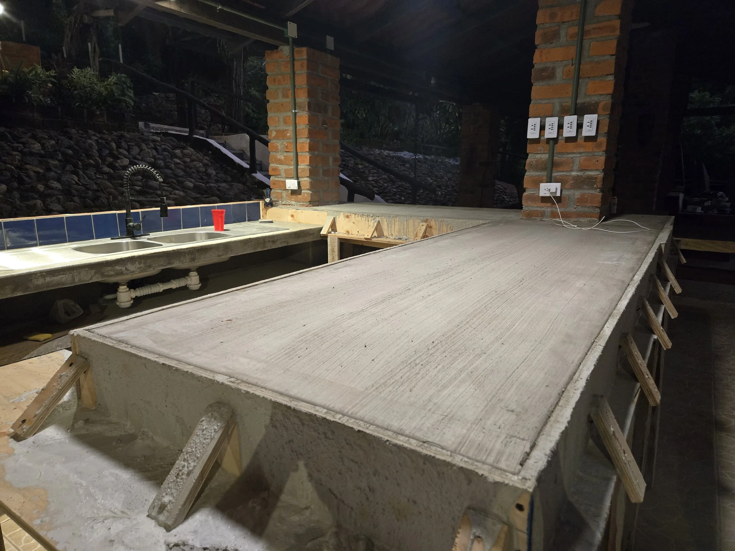 Bar is poured and curing before it gets tiled