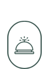 A graphic of a rising sun over water with lines, in a circular icon.