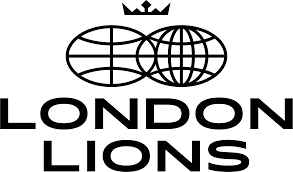 Logo of the London Lions, featuring three interconnected ovals with crown symbols and the text 'LONDON LIONS' beneath.
