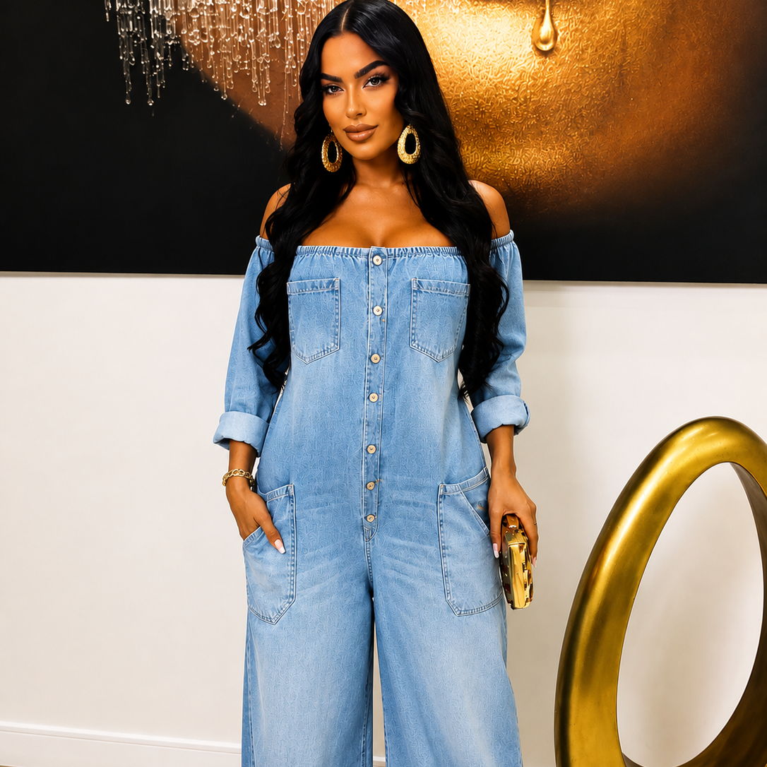 Queen Rocking that Denim Jumpsuit