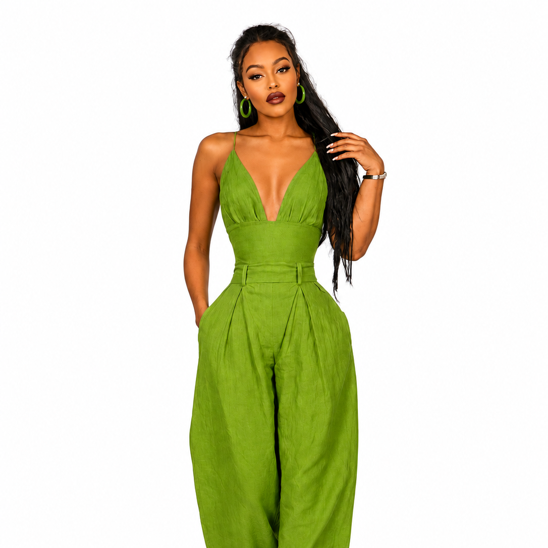 Queen Rocking that Lime Green Jumpsuit