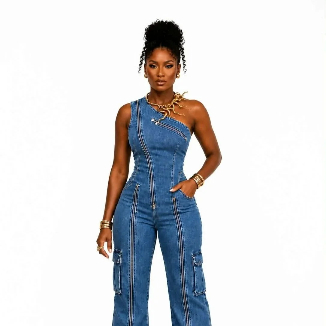 Queen Rocking that Denim Jumpsuit