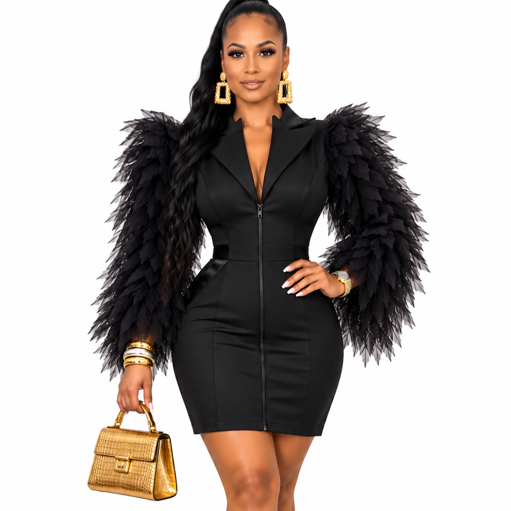 Queen Killing it in this Boss lady Black Dress