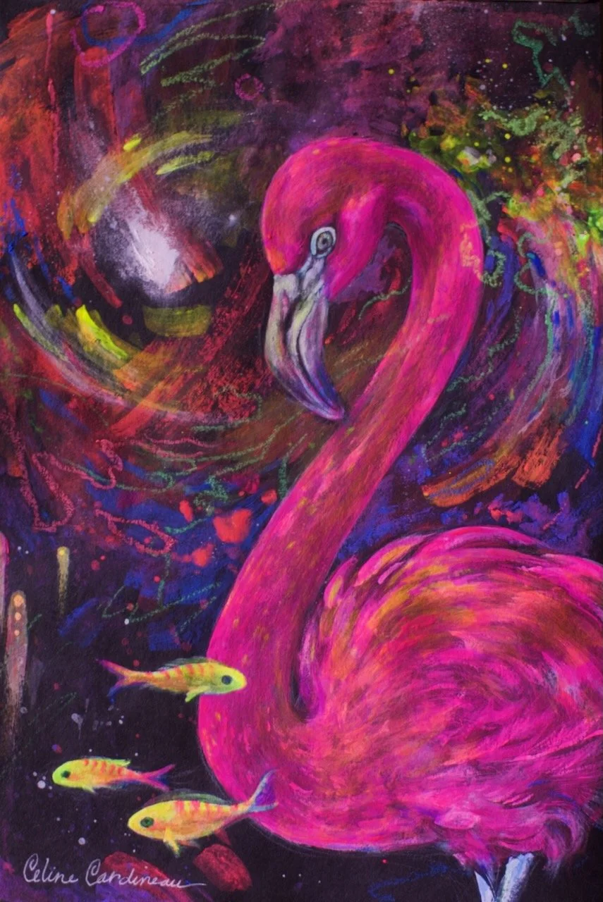 "Fluorescent Flamingo" Original Art