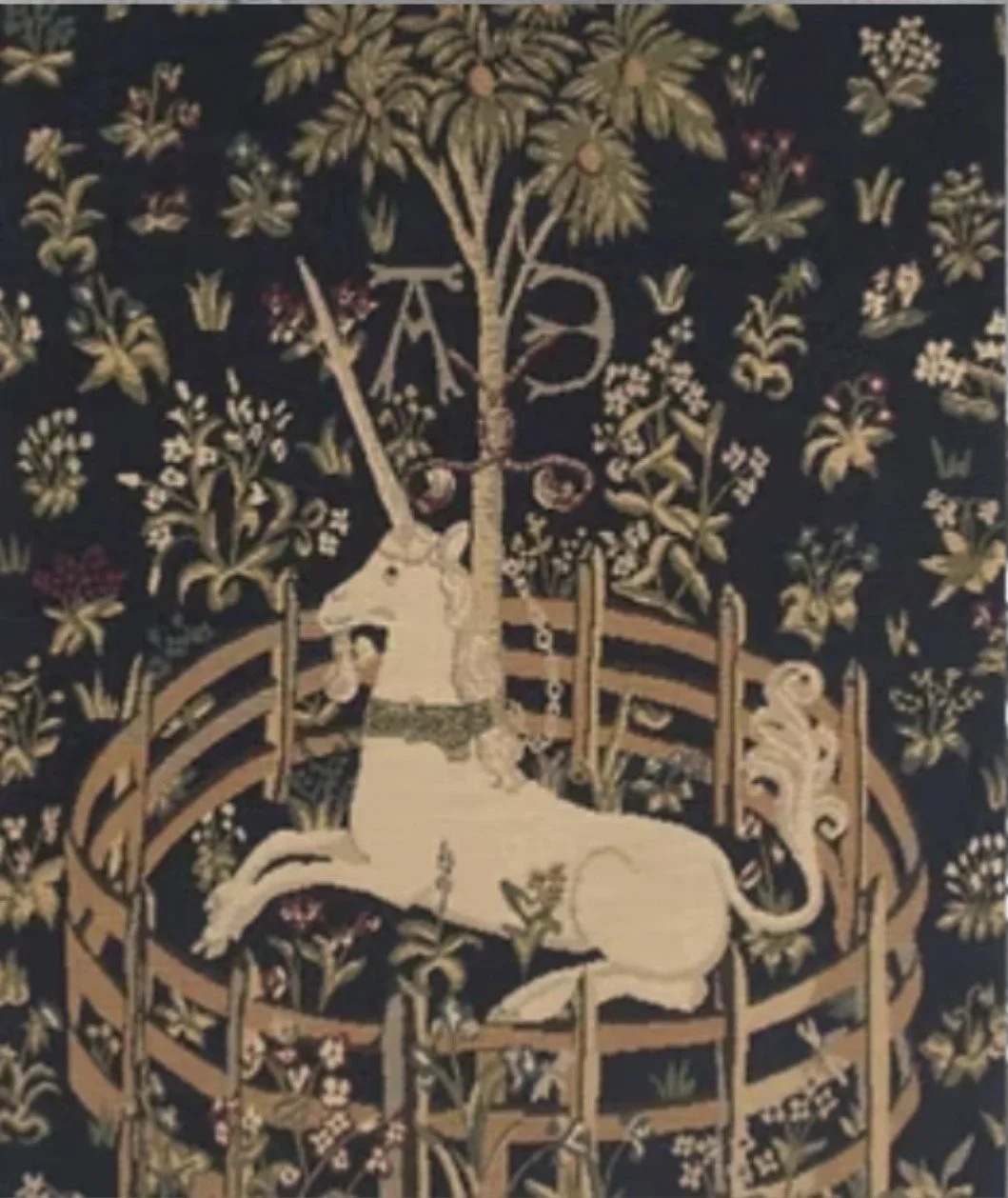33-68 Unicorn in Captivity Tapestry 18x25