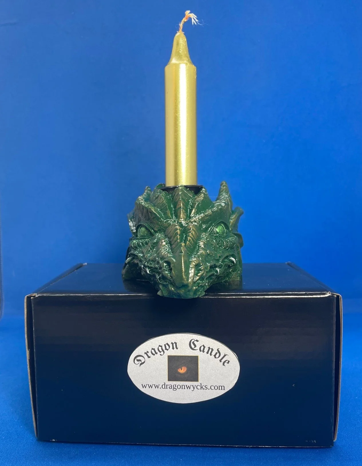 Dragon Head Candle Holder - Green/Gold