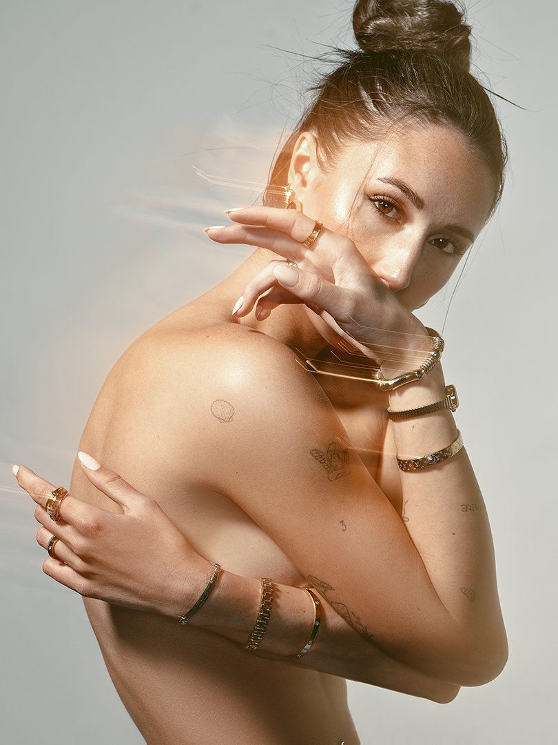 Amarillo Model in studio for jewelry campaign 