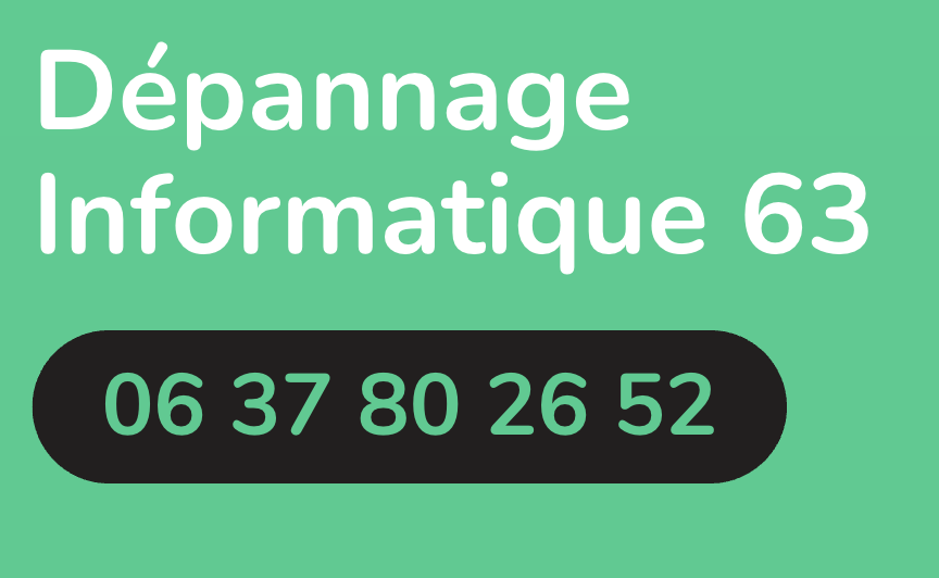 Affiche indiquant une assistance informatique pour la région 63 avec un numéro de téléphone à contacter, Jean Paul Morais.