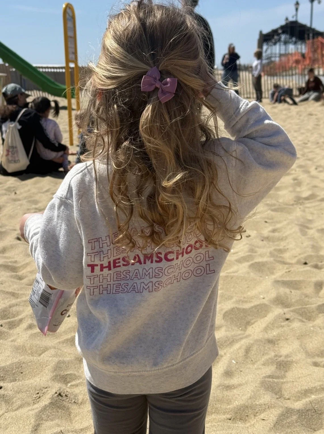Children's Gray Crewneck with Pink Logo
