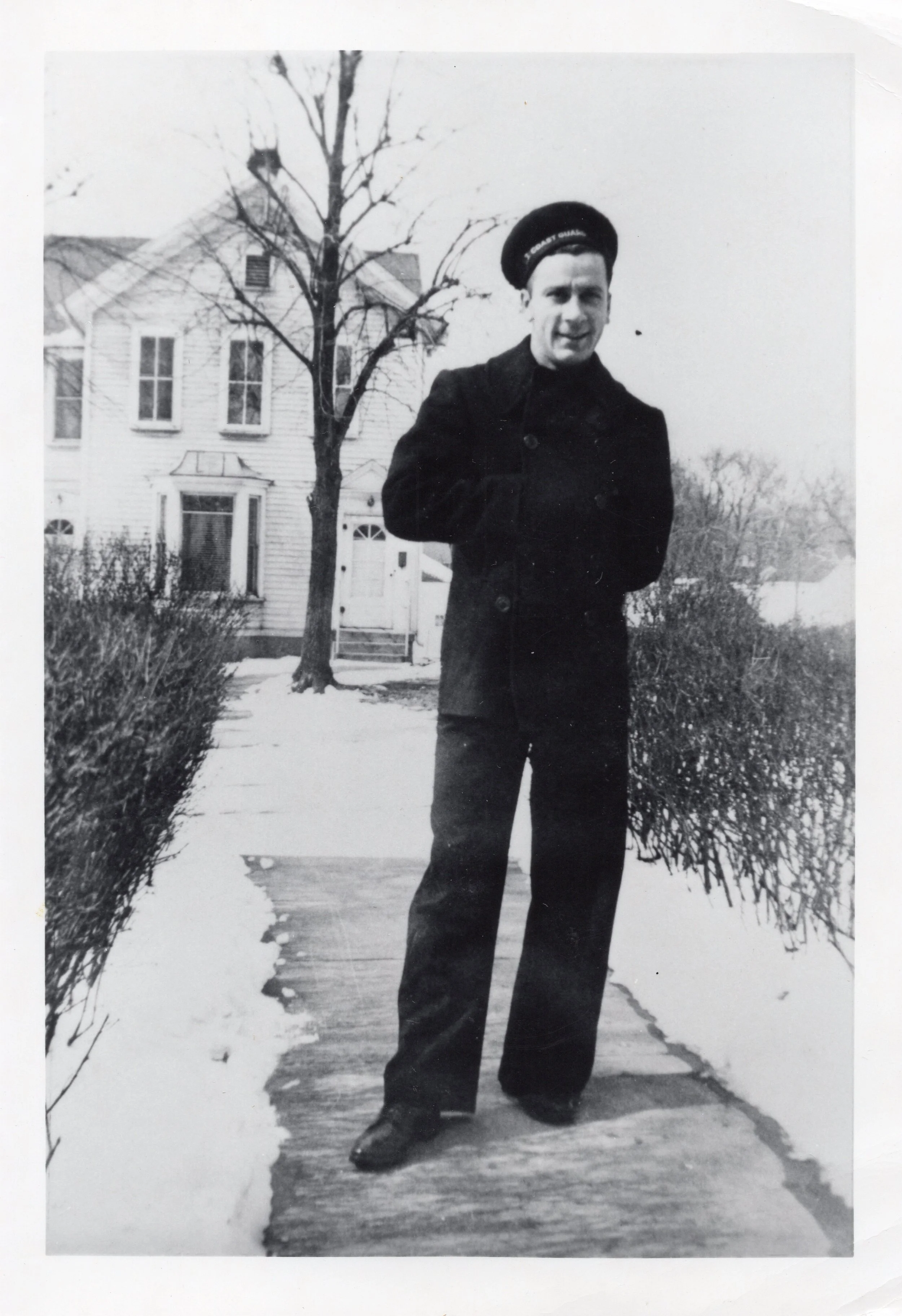 Uncle Gus wearing WWII Coast Guard Uniform
