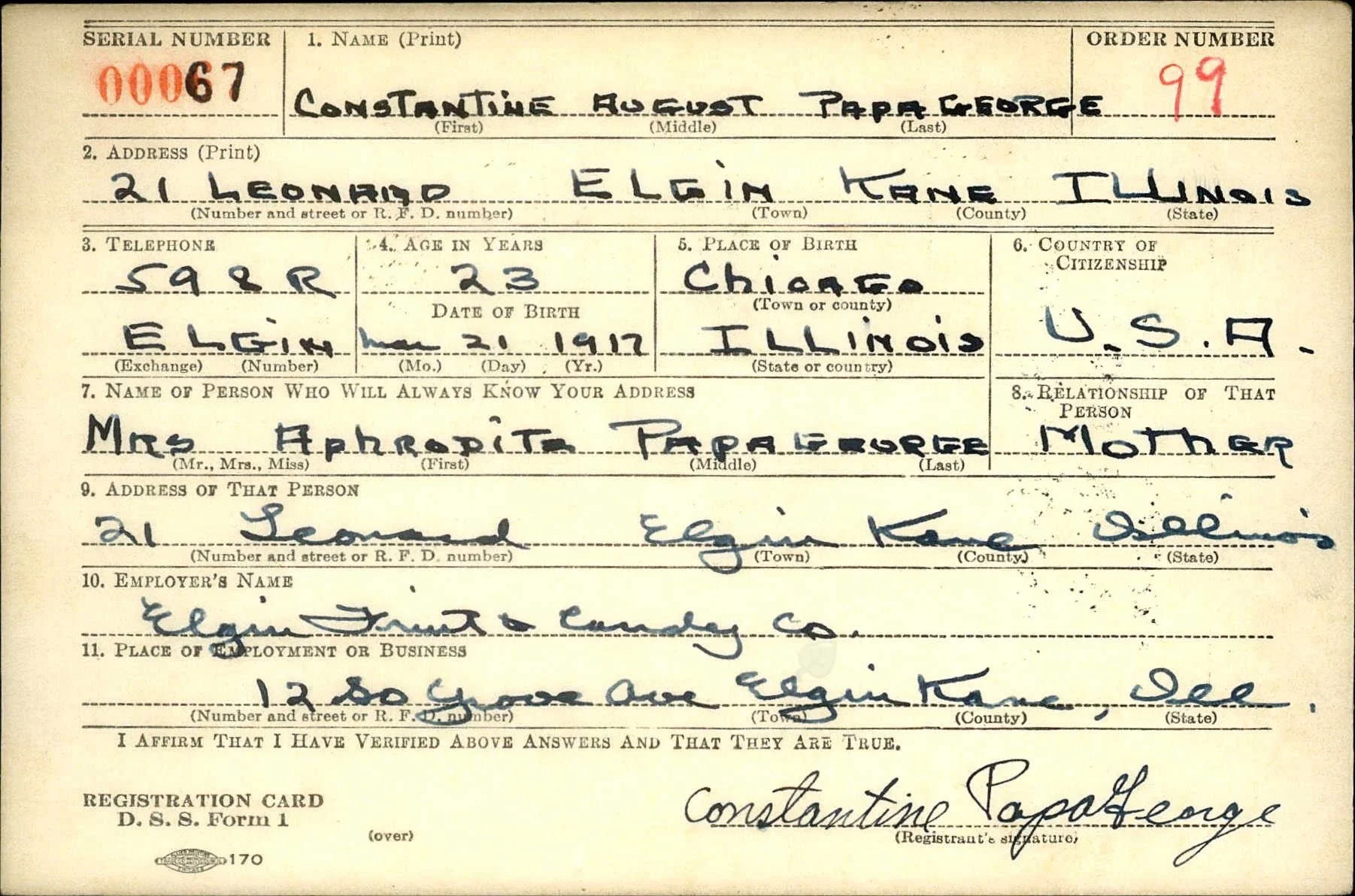 Constantine August "Uncle Gus" Papageorge
