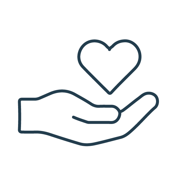 Outline of a hand holding a heart